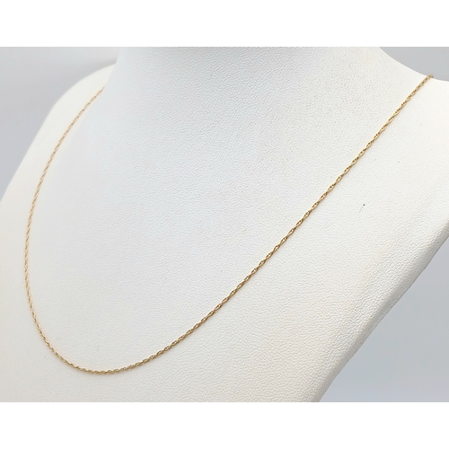 771 - A 9K Yellow Gold Disappearing Necklace. 44cm. 0.9g.