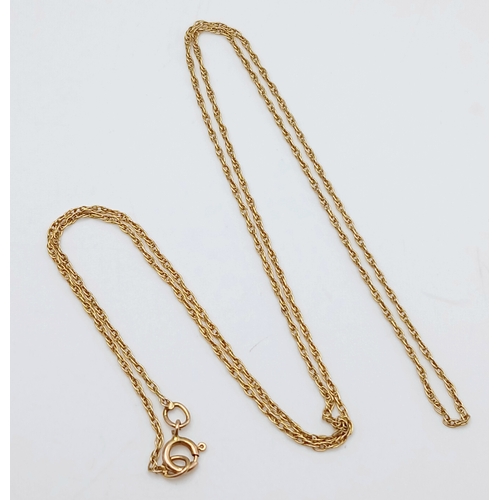 771 - A 9K Yellow Gold Disappearing Necklace. 44cm. 0.9g.