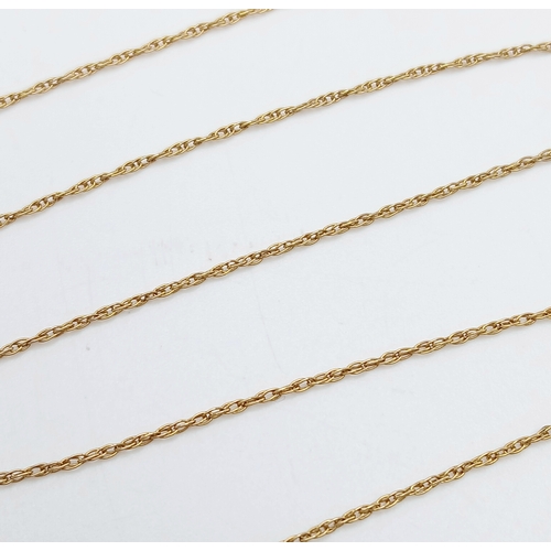 771 - A 9K Yellow Gold Disappearing Necklace. 44cm. 0.9g.