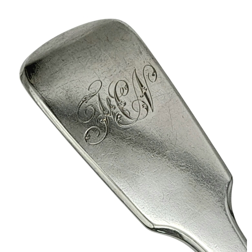 838 - An antique Victorian sterling silver large serving spoon. Full London hallmarks, 1865. Total weight ... 