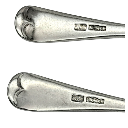 859 - An antique sterling silver set of salad servers fork and a spoon. Full Sheffield hallmarks, 1919. To... 