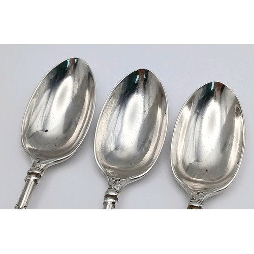 866 - 3X antique sterling silver teaspoons with full London hallmarks, 1895. Total weight 32.5G. Total len... 
