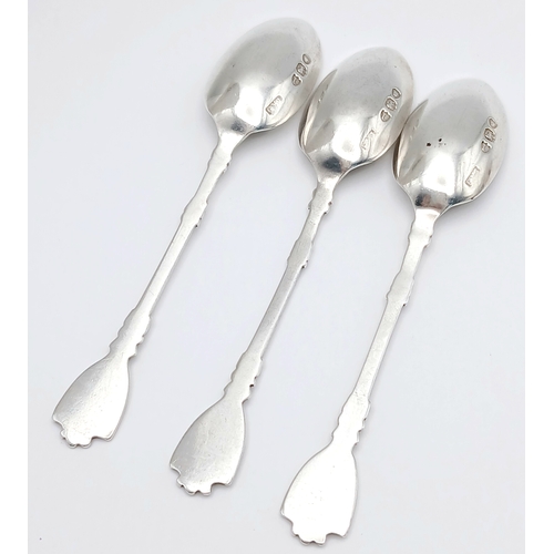 866 - 3X antique sterling silver teaspoons with full London hallmarks, 1895. Total weight 32.5G. Total len... 