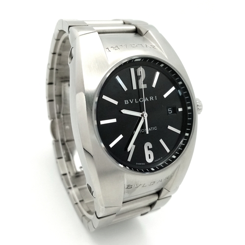801 - A Bulgari Ergon EG 40S Automatic Gents Watch. Stainless steel bracelet and case - 42mm. Black dial w... 