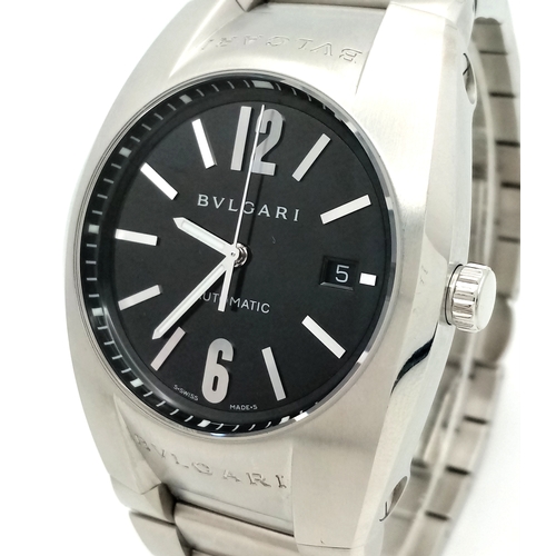 801 - A Bulgari Ergon EG 40S Automatic Gents Watch. Stainless steel bracelet and case - 42mm. Black dial w... 