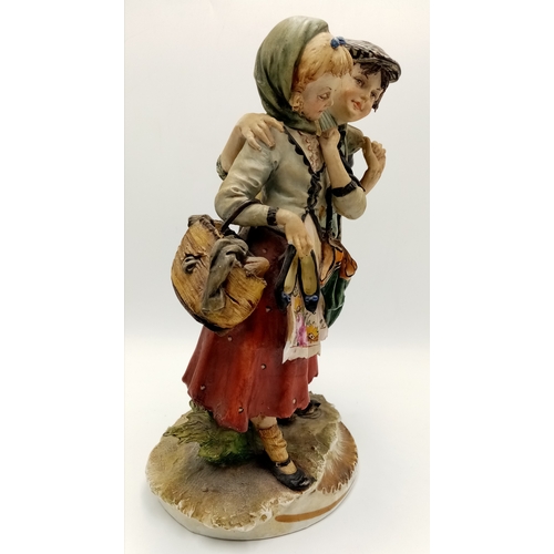 821 - A Wonderful Vintage Capodimonte Ceramic Piece Featuring a Courting Boy and Girl. Note: Small breakag... 