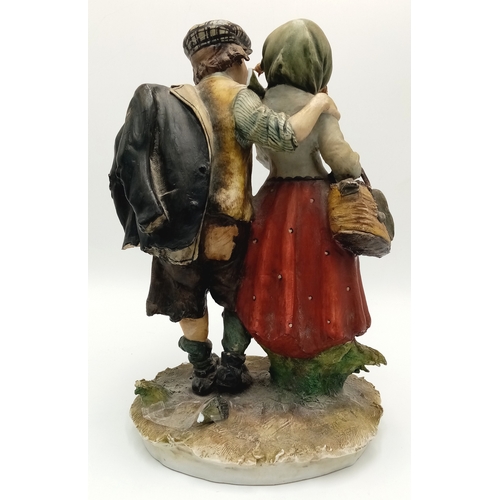 821 - A Wonderful Vintage Capodimonte Ceramic Piece Featuring a Courting Boy and Girl. Note: Small breakag... 
