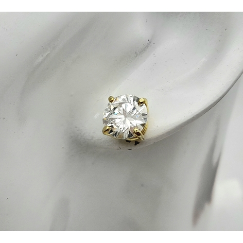 237 - A Pair of 6ctw White Moissanite Stud Earrings. Set in gilded 925 Silver. Comes with a case. CD-1979