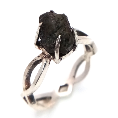 820 - A 2.20ct Raw Diamond Ring. Set in 925 Silver. Size N. Comes with a case. cd-1977