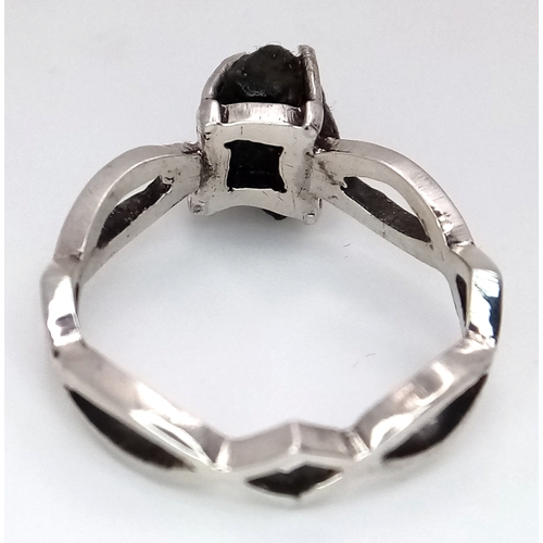 820 - A 2.20ct Raw Diamond Ring. Set in 925 Silver. Size N. Comes with a case. cd-1977