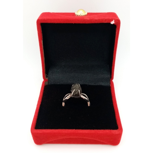 820 - A 2.20ct Raw Diamond Ring. Set in 925 Silver. Size N. Comes with a case. cd-1977