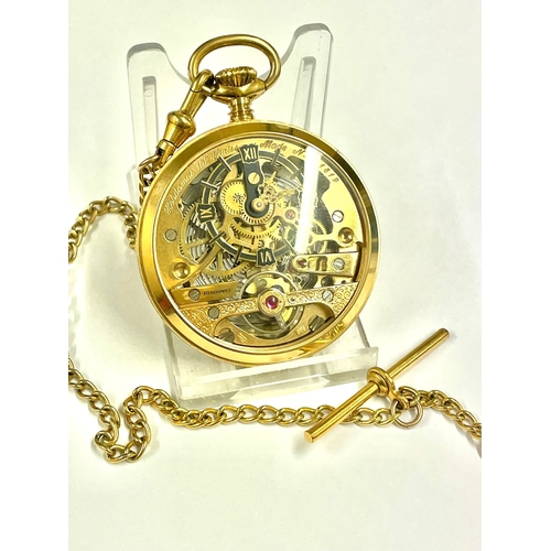 865 - A Rare Hebdomas skeleton pocket watch with glass display back case , Working. L8