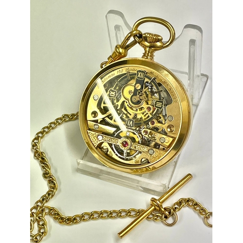 865 - A Rare Hebdomas skeleton pocket watch with glass display back case , Working. L8