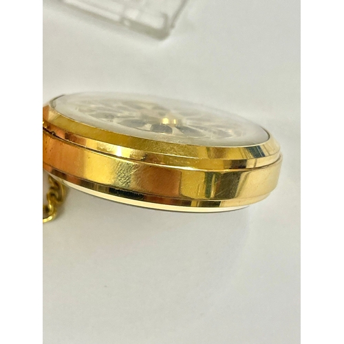 865 - A Rare Hebdomas skeleton pocket watch with glass display back case , Working. L8