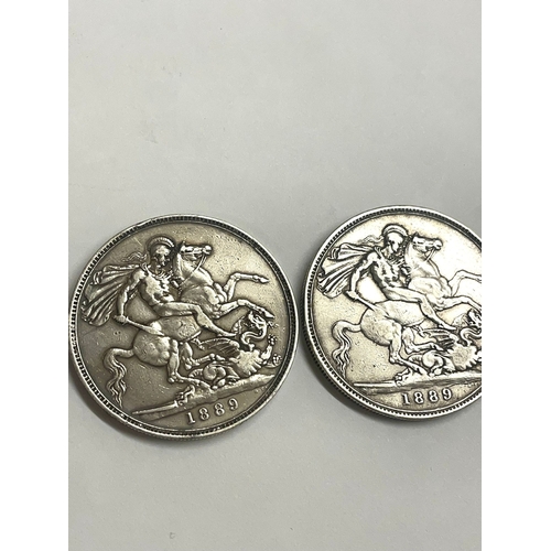 960 - X2 silver full crowns both year 1889 . L1