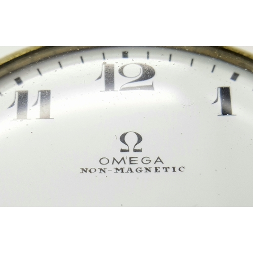 143 - A Vintage Omega White Metal Pocket Watch. 48mm diameter. White dial with second sub dial. Top winder... 