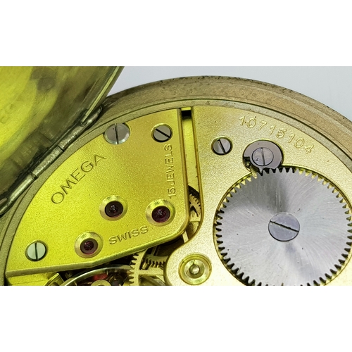 143 - A Vintage Omega White Metal Pocket Watch. 48mm diameter. White dial with second sub dial. Top winder... 