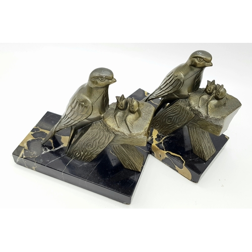 114 - A TRULY SUPERB RARE PAIR OF ART DECO BRONZE BOOKENDS. WONDERFUL QUALITY AND DETAIL  FEATURING A MOTH... 
