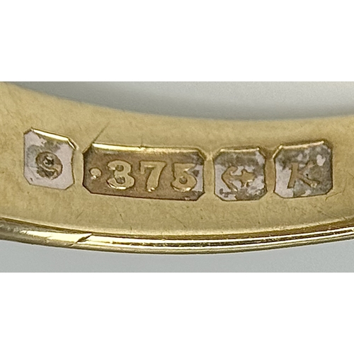 64 - A Vintage 9K Yellow Gold Signet Ring. Size V 1/2. 6.6g.