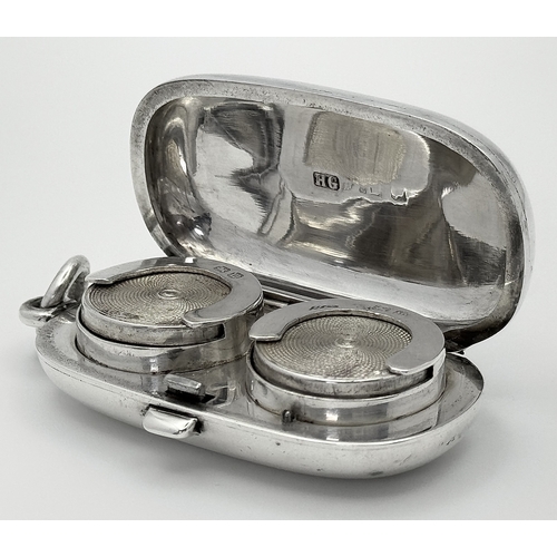 88 - An Antique Sterling Silver Sovereign Holder with Floral Enamel Decoration. 6cm. Hallmarks for Birmin... 