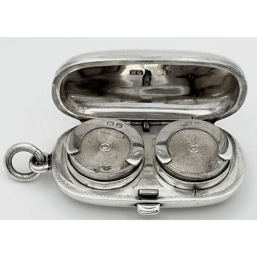 88 - An Antique Sterling Silver Sovereign Holder with Floral Enamel Decoration. 6cm. Hallmarks for Birmin... 