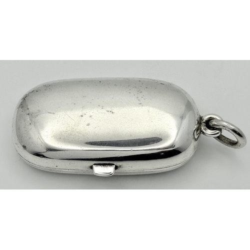 88 - An Antique Sterling Silver Sovereign Holder with Floral Enamel Decoration. 6cm. Hallmarks for Birmin... 