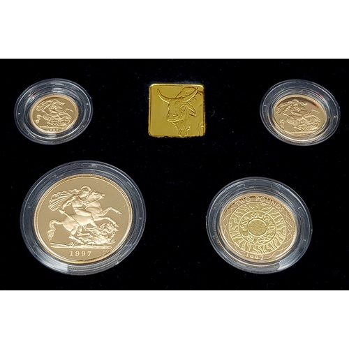 94 - A 1997 United Kingdom Gold Proof Four Coin Sovereign Collection. This 1997 Proof gold 22K Gold Sover... 