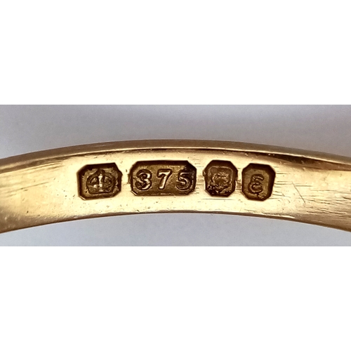 95 - A Vintage 9K Yellow Gold Ruby and Diamond Ring. Size O. 2.1g.