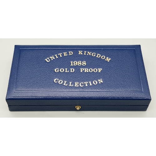 108 - A Royal Mint 1988 United Kingdom Gold Proof Coin Set. Includes: Two-pounds, Sovereign and half-sover... 