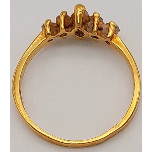 113 - An 18K Yellow Gold White Stone Ring. Size P. 2.68g.