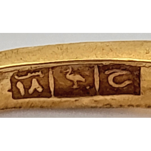 113 - An 18K Yellow Gold White Stone Ring. Size P. 2.68g.