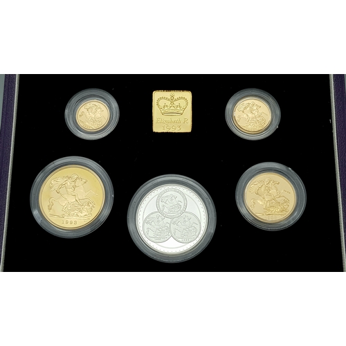 115 - A Royal Mint United Kingdom 1993 Gold Proof Four Coin Limited Edition Sovereign Set: The Queen Eliza... 
