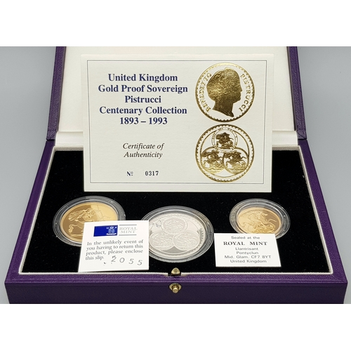 115 - A Royal Mint United Kingdom 1993 Gold Proof Four Coin Limited Edition Sovereign Set: The Queen Eliza... 