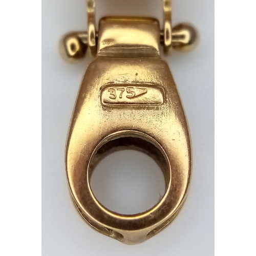 150 - A 9K Yellow Gold Bar Link Bracelet. 18cm. 9.8g.