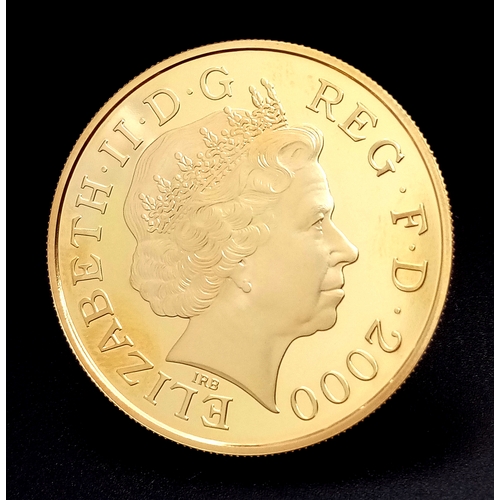 163 - A 2000 The Queen Mother Centenary £5 Gold Proof Crown Coin. 22k gold, 38.61mm diameter, 39.94g. Numb... 