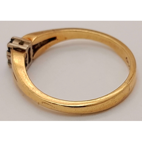 178 - A 9K Yellow Gold Diamond and Sapphire Ring. Size K. 1.85g.