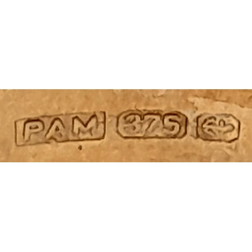 74 - A 9K Yellow Gold Ruby and Diamond Ring. Size P. 3.4g.