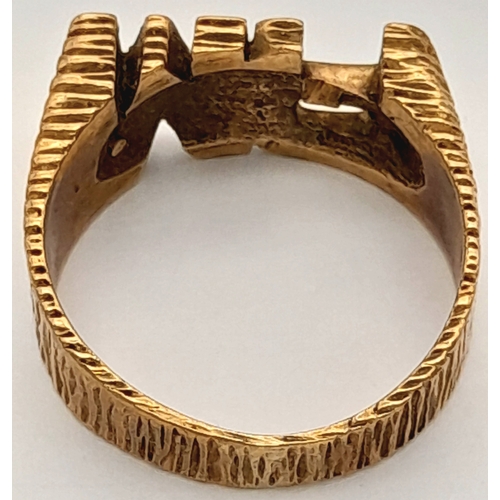 78 - A 9K Yellow Gold Initial Signet Ring. If your initials or nickname is 'MA' its your lucky day. Size ... 