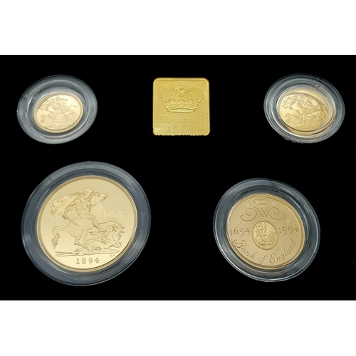 80 - A 1994 United Kingdom Gold Proof Sovereign Four Coin Collection. The 1994, 22K gold proof four coin ... 