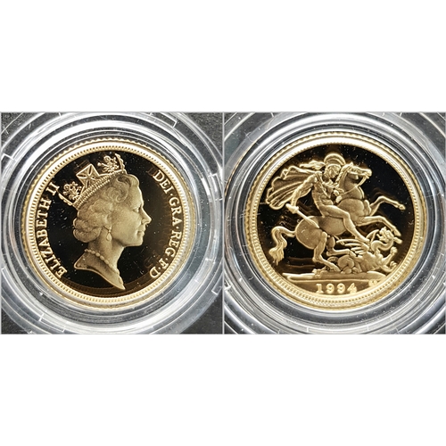 80 - A 1994 United Kingdom Gold Proof Sovereign Four Coin Collection. The 1994, 22K gold proof four coin ... 