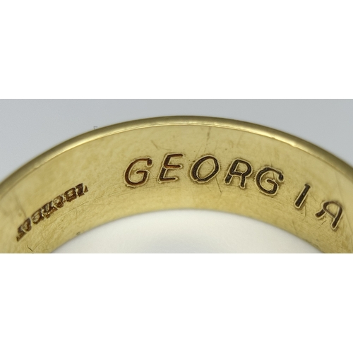 164 - An 18K Yellow Gold Band Ring. 8mm width. Size T. 8.75g.