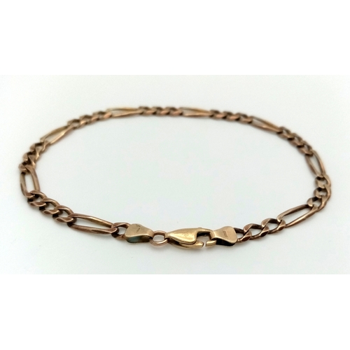 71 - An Italian 9K Yellow Gold Figaro Link Bracelet. 18cm. 6.75g.