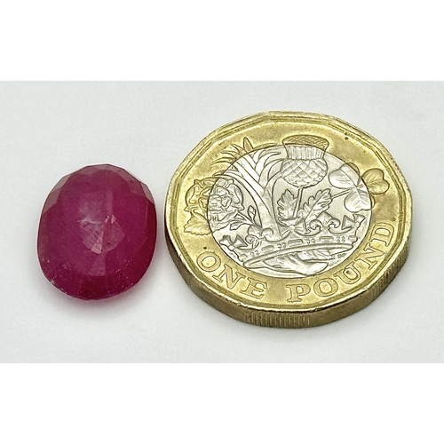 730 - A 9.68ct Faceted Madagascan Natural Ruby Gemstone. Oval shape. GLI certified. Ref: V.C.11