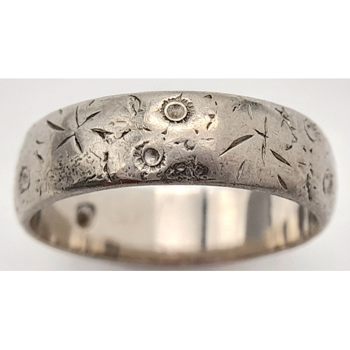 92 - A Vintage 18K White Gold Band Ring. 6mm. Size O. 6.12g.