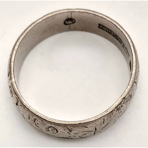 92 - A Vintage 18K White Gold Band Ring. 6mm. Size O. 6.12g.