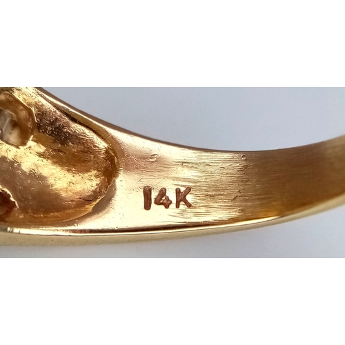 117 - A 14k yellow gold diamond fancy twist ring, 7.5g total weight, 0.25ct diamond weight, ring size O. R... 