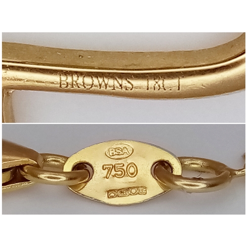 145 - An 18k yellow gold butterfly necklace, 4.7g total weight, 18” chain length. Ref: 1455I.