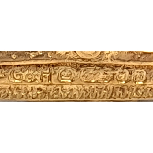 724 - A 9K Yellow Gold House Pendant. Movable water wheel! 12mm. 3.1g.