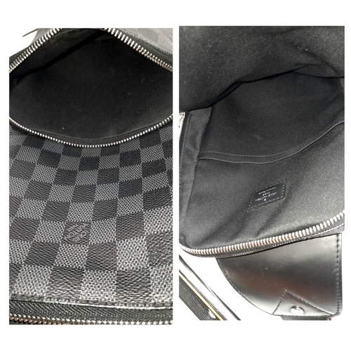 76 - A Louis Vuitton Damier Graphite Avenue Sling Bag. Black and grey Damier Graphite coated canvas exter... 