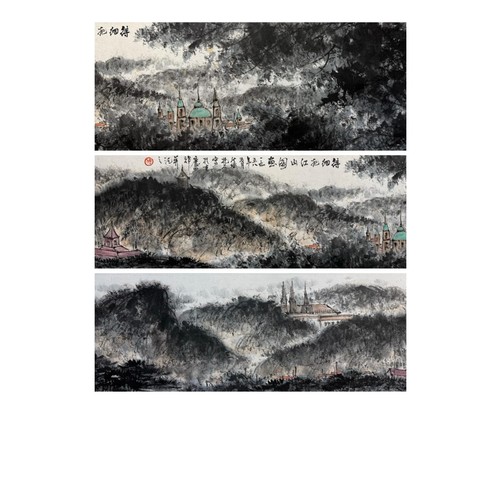 151 - Landscapes - Chinese ink and watercolour on paper scroll. Attributed to Fu Baoshi (1904-1965) a Chin... 